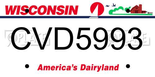 CVD5993 Wisconsin License Plate