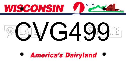 CVG499 Wisconsin License Plate