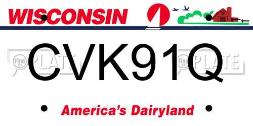 CVK91Q Wisconsin License Plate