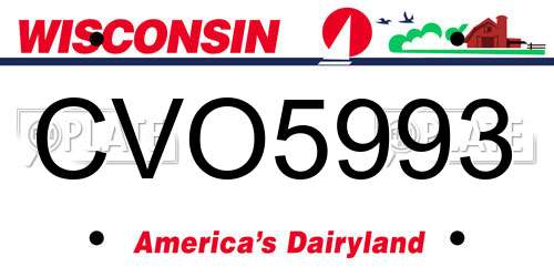 CVO5993 Wisconsin License Plate