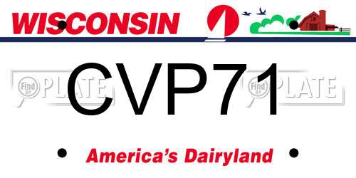 CVP71 Wisconsin License Plate