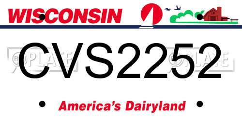 CVS2252 Wisconsin License Plate