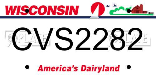 CVS2282 Wisconsin License Plate