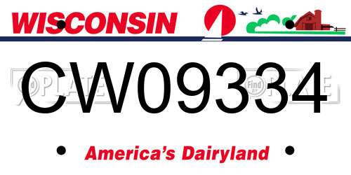 CW09334 Wisconsin License Plate