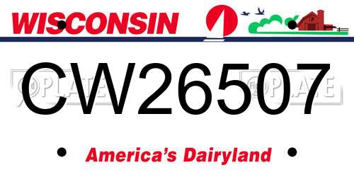 CW26507 Wisconsin License Plate
