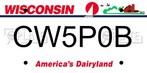 CW5P0B Wisconsin License Plate