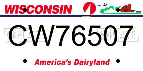 CW76507 Wisconsin License Plate