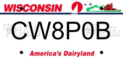 CW8P0B Wisconsin License Plate