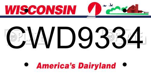 CWD9334 Wisconsin License Plate