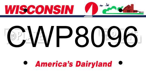 CWP8096 Wisconsin License Plate