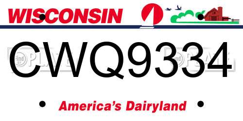 CWQ9334 Wisconsin License Plate