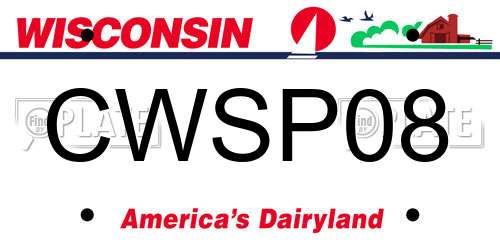 CWSP08 Wisconsin License Plate