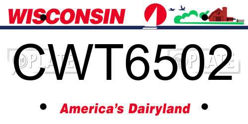 CWT6502 Wisconsin License Plate