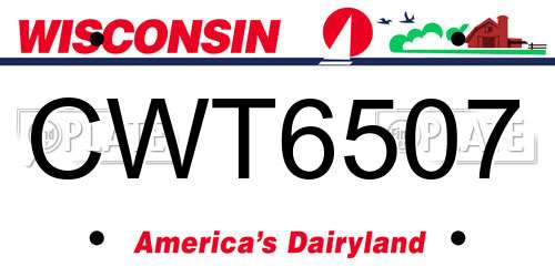 CWT6507 Wisconsin License Plate