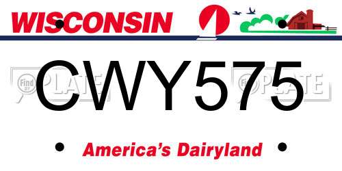 CWY575 Wisconsin License Plate