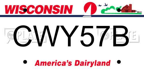 CWY57B Wisconsin License Plate
