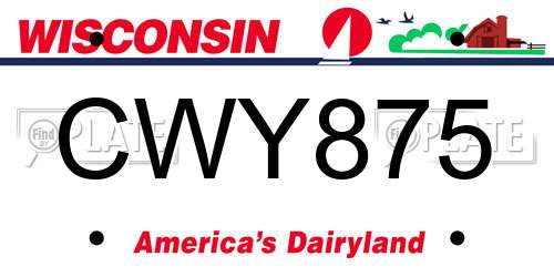 CWY875 Wisconsin License Plate