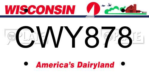 CWY878 Wisconsin License Plate