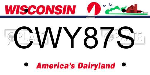 CWY87S Wisconsin License Plate