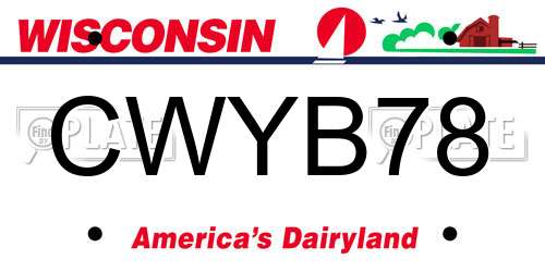 CWYB78 Wisconsin License Plate