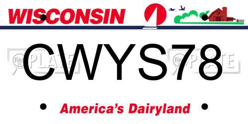 CWYS78 Wisconsin License Plate