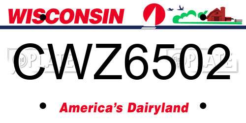 CWZ6502 Wisconsin License Plate