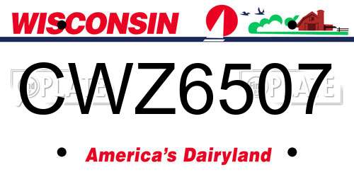CWZ6507 Wisconsin License Plate