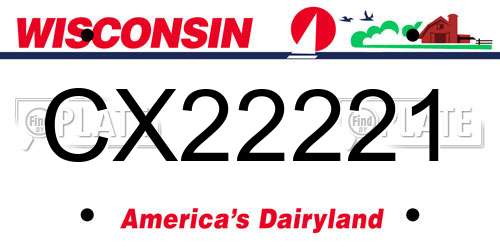 CX22221 Wisconsin License Plate
