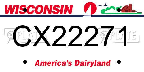 CX22271 Wisconsin License Plate