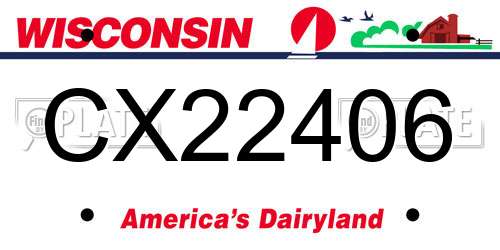 CX22406 Wisconsin License Plate