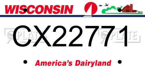 CX22771 Wisconsin License Plate