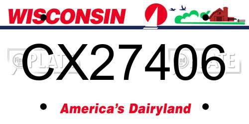 CX27406 Wisconsin License Plate