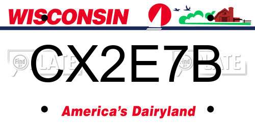 CX2E7B Wisconsin License Plate