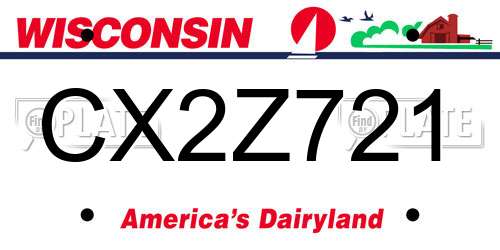 CX2Z721 Wisconsin License Plate