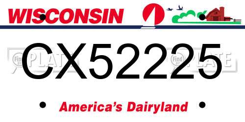 CX52225 Wisconsin License Plate