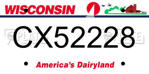 CX52228 Wisconsin License Plate