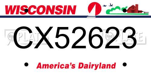 CX52623 Wisconsin License Plate