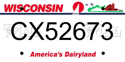 CX52673 Wisconsin License Plate