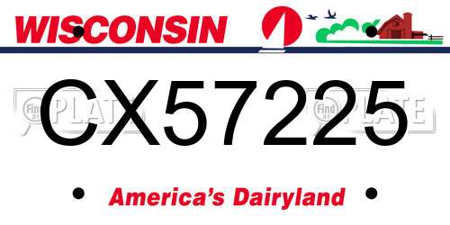 CX57225 Wisconsin License Plate