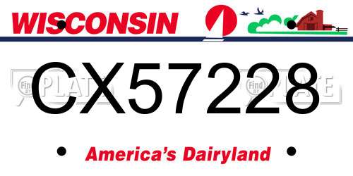 CX57228 Wisconsin License Plate