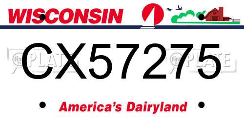 CX57275 Wisconsin License Plate