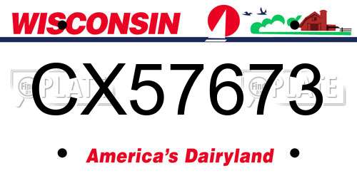 CX57673 Wisconsin License Plate