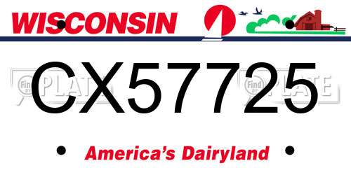 CX57725 Wisconsin License Plate