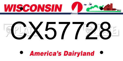 CX57728 Wisconsin License Plate