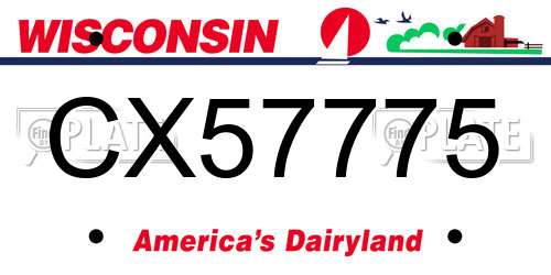 CX57775 Wisconsin License Plate