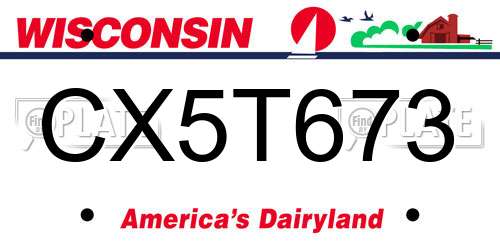 CX5T673 Wisconsin License Plate