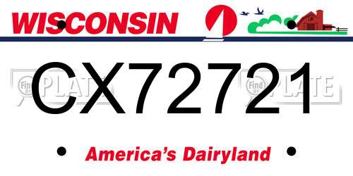 CX72721 Wisconsin License Plate