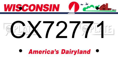 CX72771 Wisconsin License Plate