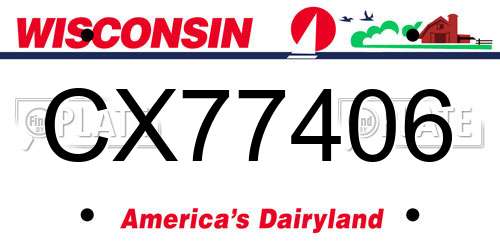 CX77406 Wisconsin License Plate