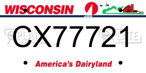 CX77721 Wisconsin License Plate